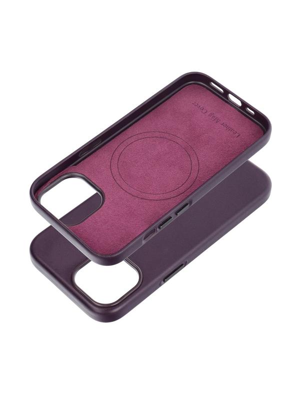 Futerał LEATHER MAG COVER kompatybilny z MagSafe do IPHONE 15 ciemny fioletowy