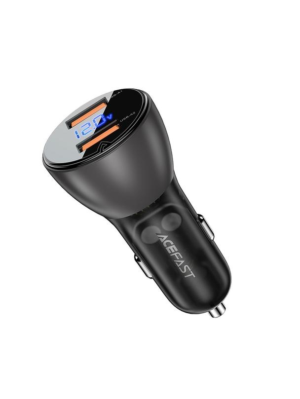 ACEFAST ładowarka samochodowa 2 x USB LCD QC3.0 PD45W B7 metal czarno - transparentna