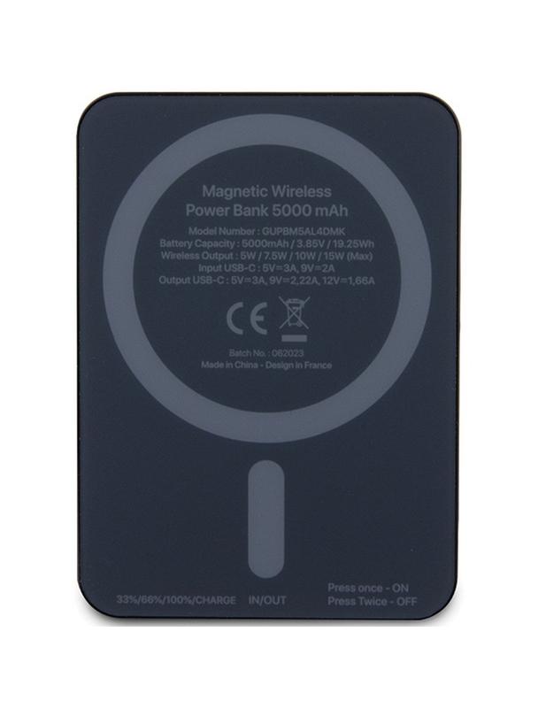 KARL LAGERFELD powerbank 5000 mAh z ładowaniem indukcyjnym kompatybilny z MagSafe 15W KLPBM5KIOTTGK czarny
