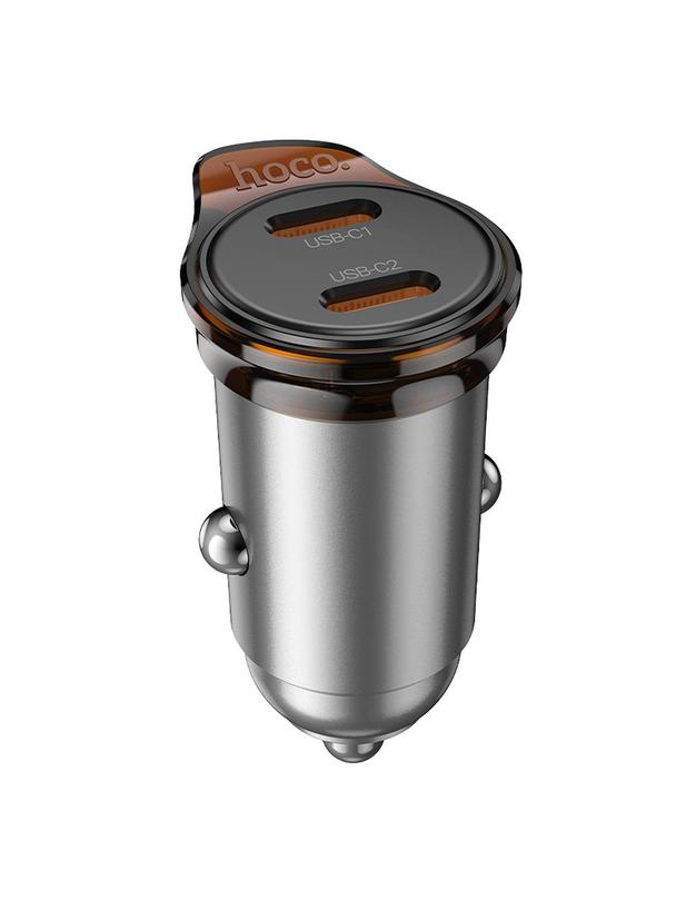 Ładowarka samochodowa Hoco 2 x USB C QC PD 45W NZ16B szara