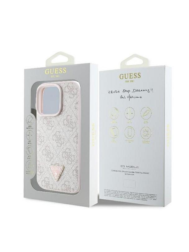 GUESS futerał do IPHONE 16 Pro Max GUHCP16XP4TDPP (PU Leather 4G Triangle Strass) różowy