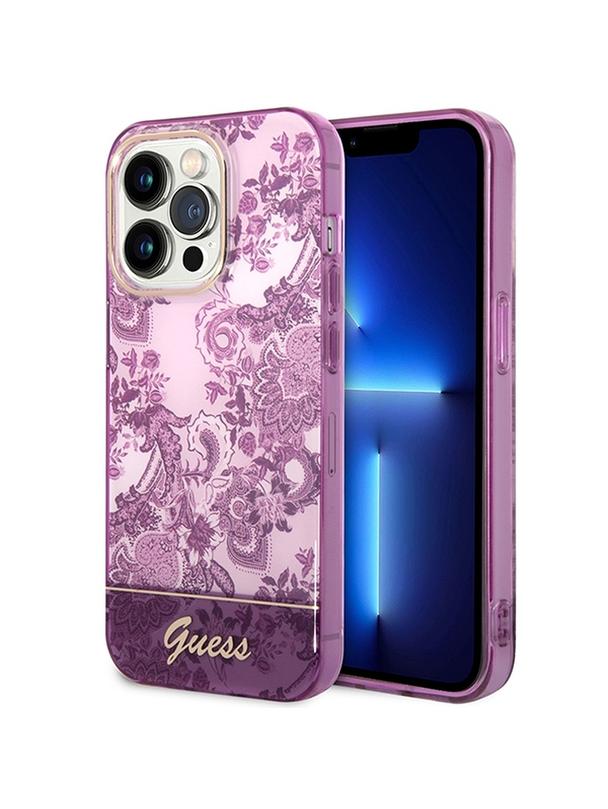 GUESS futerał do IPHONE 14 Pro GUHCP14LHGPLHF (IML Electro Cam TDJ) fuksja