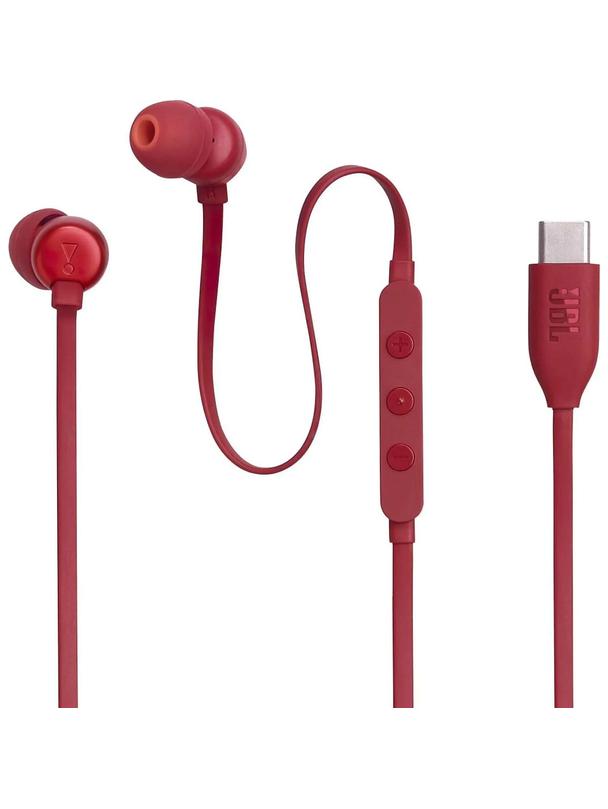 Słuchawki przewodowe douszne USB C JBL Tune 310C czerwone