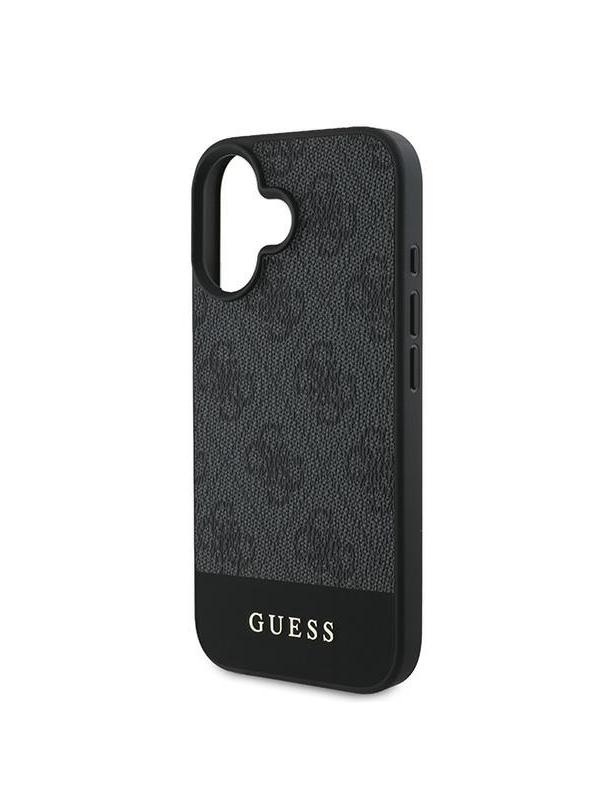 GUESS futerał do IPHONE 16 GUHCP16SG4GLGR (PC/TPU 4G PU Bottom Stripe) szary