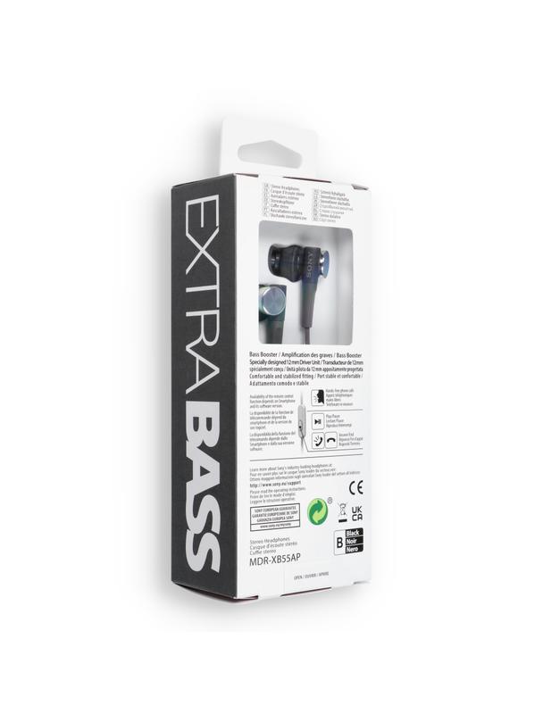 Słuchawki przewodowe douszne Jack 3,5 mm Sony MDR-XB55APB czarne