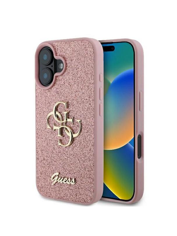 GUESS futerał do IPHONE 16 Plus GUHCP16MHG4SGP (Fixed Glitter Big 4G) różowy