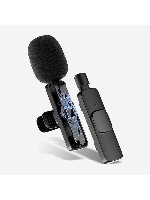 Mikrofon krawatowy bezprzewodowy Typ C podwójny (2 w zestawie) K1 czarny