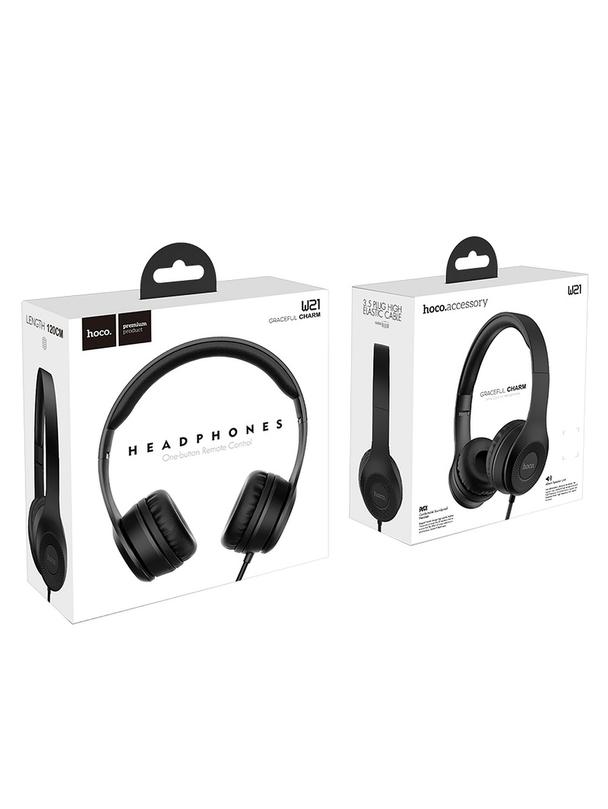 Słuchawki przewodowe nauszne Jack 3,5 mm Hoco W21 szare