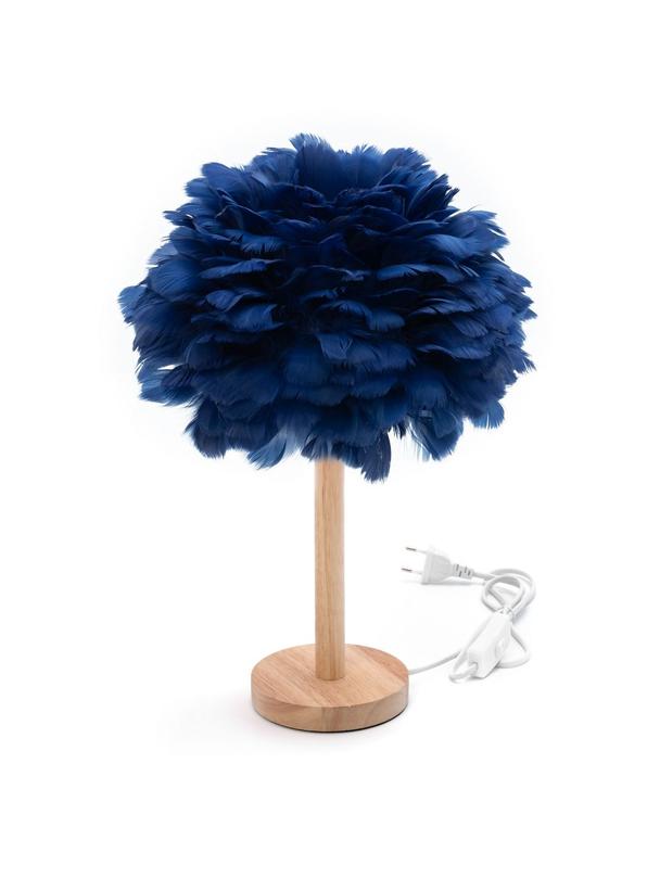 Lampka nocna z piórkiem Art Deco niebieska CBDPH