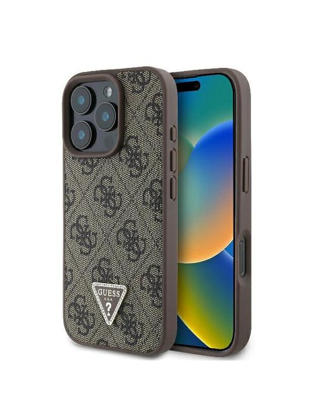 GUESS futerał do IPHONE 16 Pro Max GUHCP16XP4TDPW (PU Leather 4G Triangle Strass) brązowy