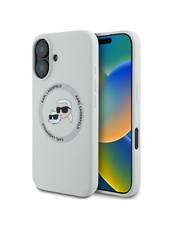 KARL LAGERFELD futerał do IPHONE 16 kompatybilny z MagSafe KLHMP16SSKCHTCE (Silicone KC Heads) beżowy