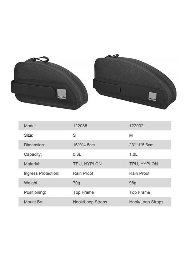 SAHOO torba rowerowa na ramę rowerową z zamkiem 0,3L 122035 czarna