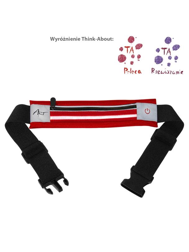 ART pas sportowy z kieszenią podświetlany APS-01R czerwony