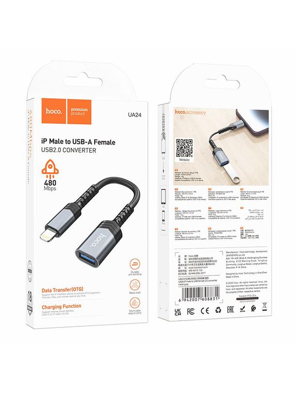 Adapter Lightning do USB A Hoco UA24 czarny