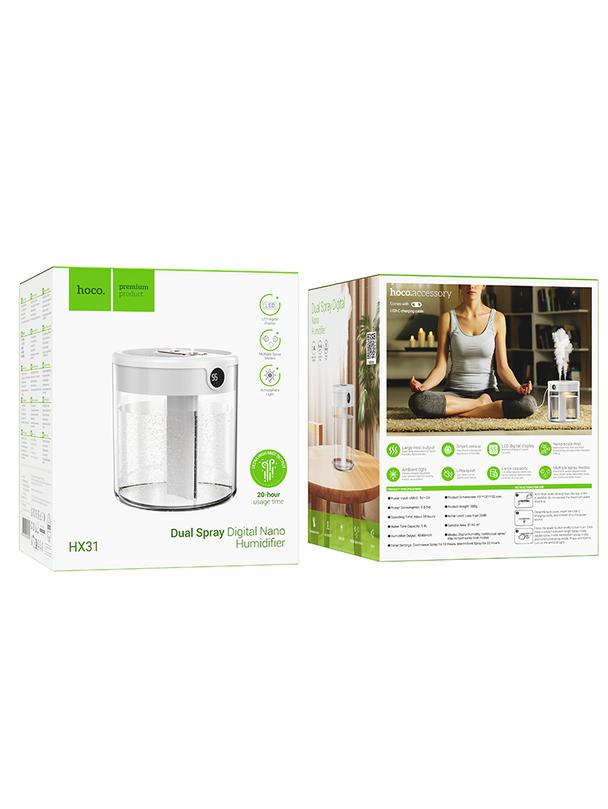 Nawilżacz powietrza Hoco z wyświetlaczem HX31 biały