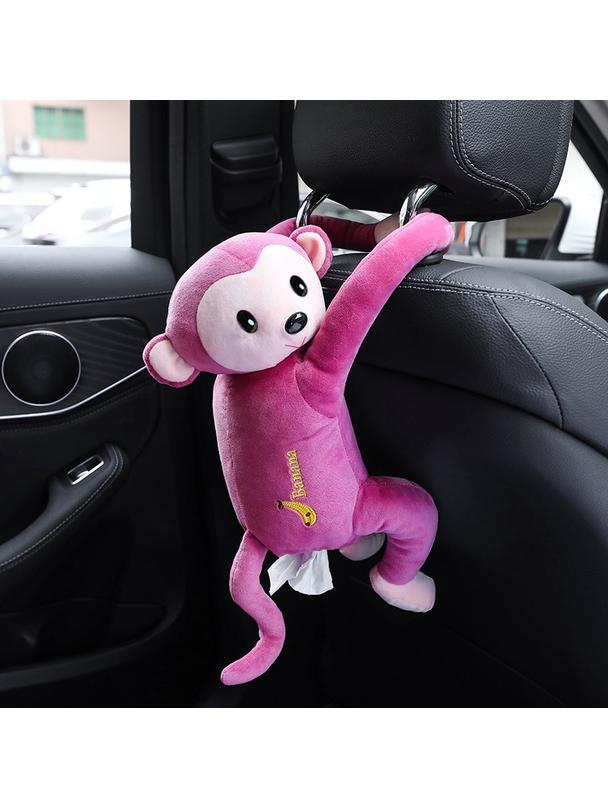 Pojemnik na chusteczki w kształcie małpy zawieszany różowy