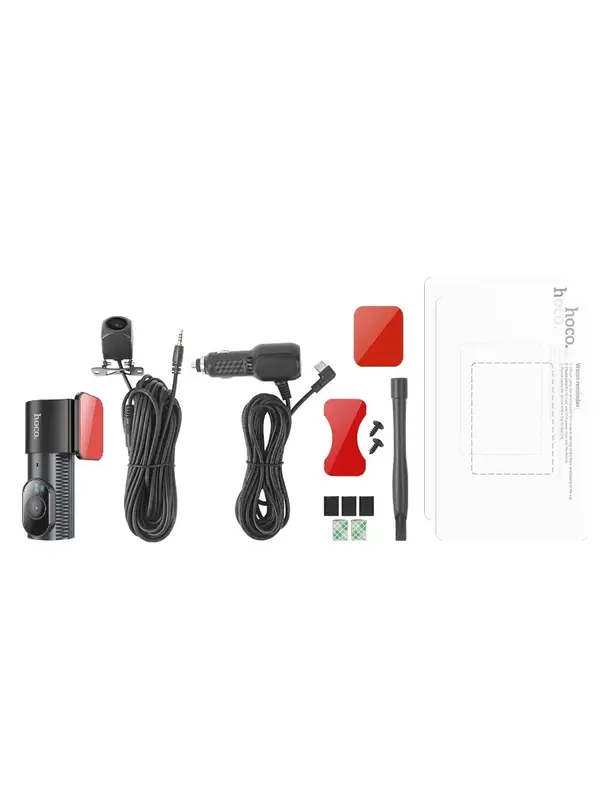 Kamera samochodowa Hoco z wyświetlaczem 1,47" 2K + kamera tylna 720P/25fps DV8 czarna