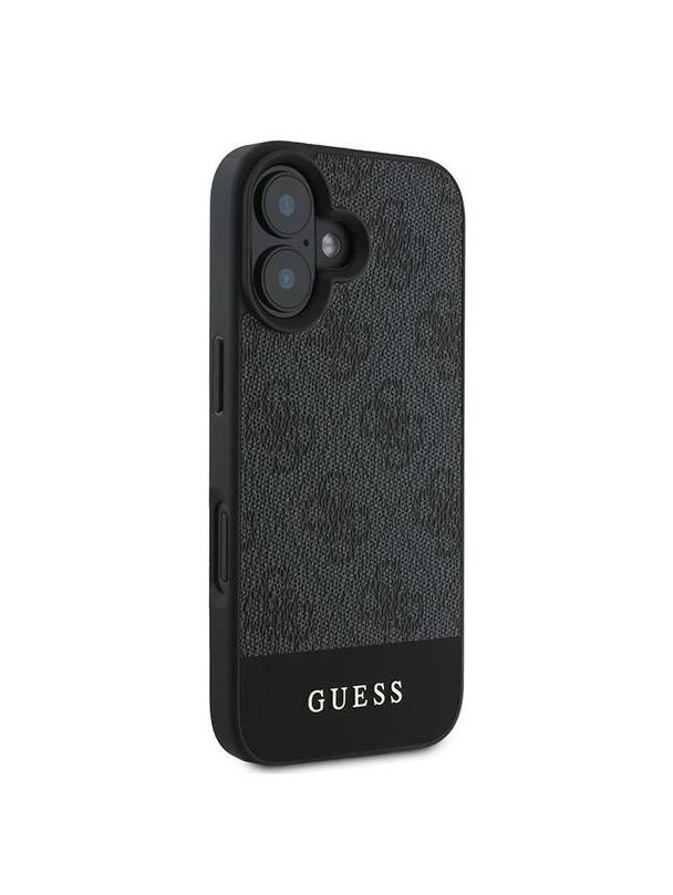 GUESS futerał do IPHONE 16 GUHCP16SG4GLGR (PC/TPU 4G PU Bottom Stripe) szary