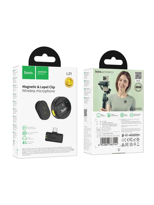 Mikrofon bezprzewodowy USB C Hoco L21 czarny