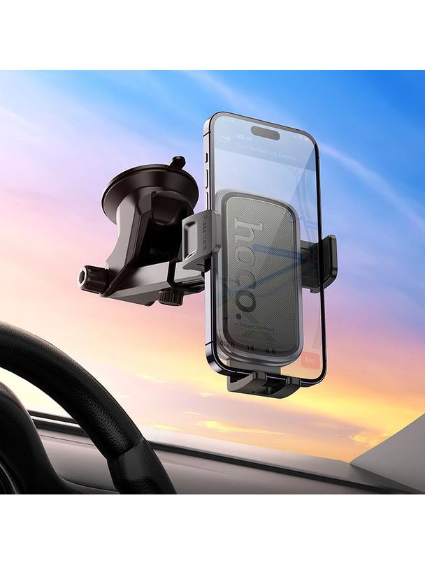 Uchwyt na telefon do samochodu uniwersalny Hoco do szyby / deski H79 czarno szary