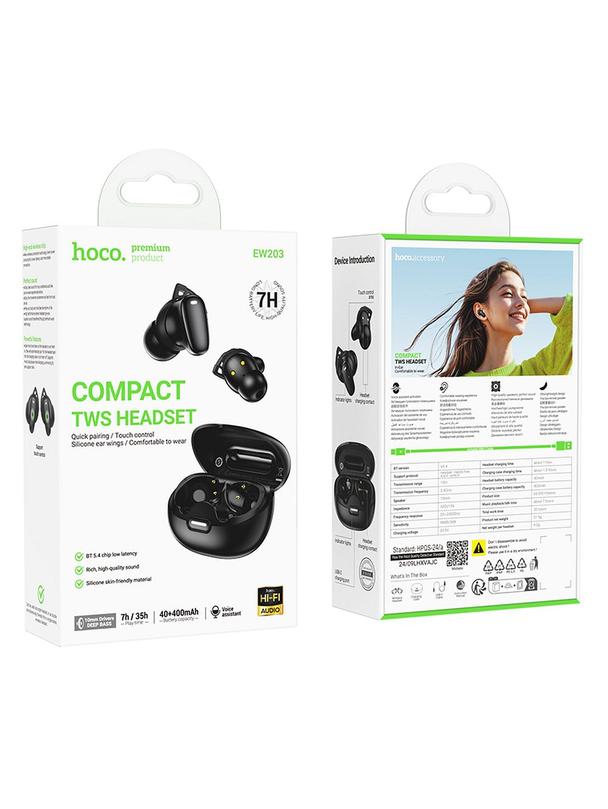 Słuchawki bezprzewodowe douszne Hoco TWS EW203 czarne