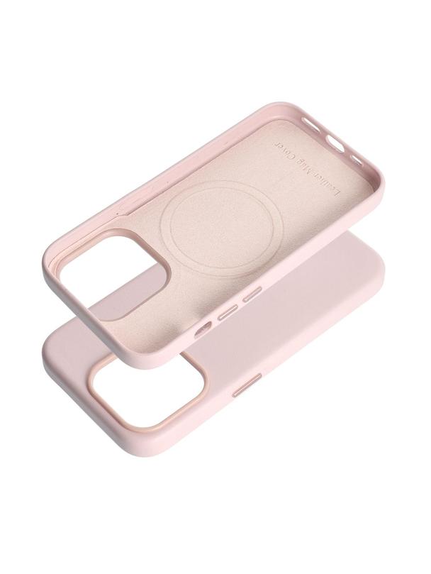 Futerał LEATHER MAG COVER kompatybilny z MagSafe do IPHONE 15 Pro różowy