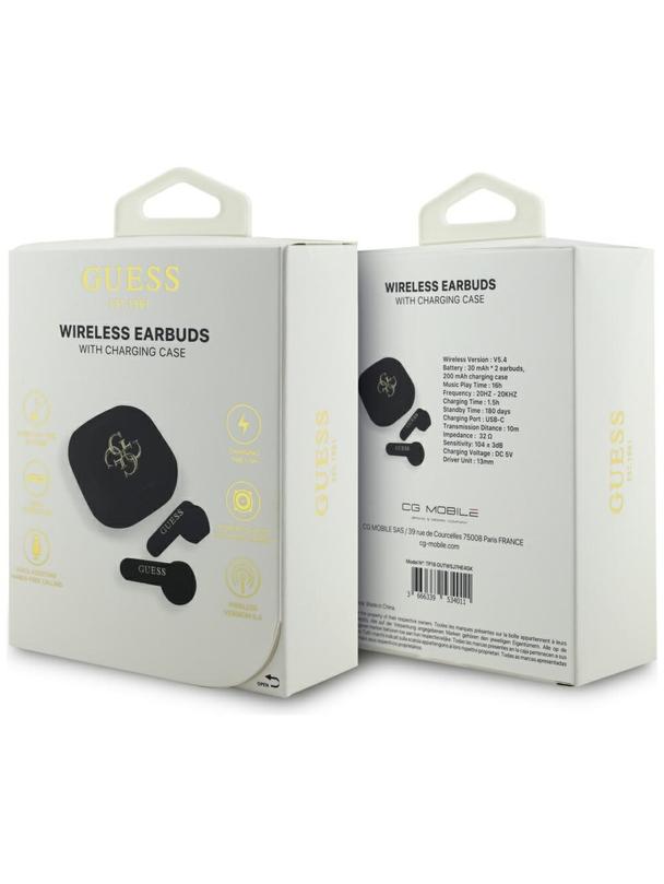 Słuchawki bezprzewodowe douszne Guess TWS 4G Metal Logo czarne