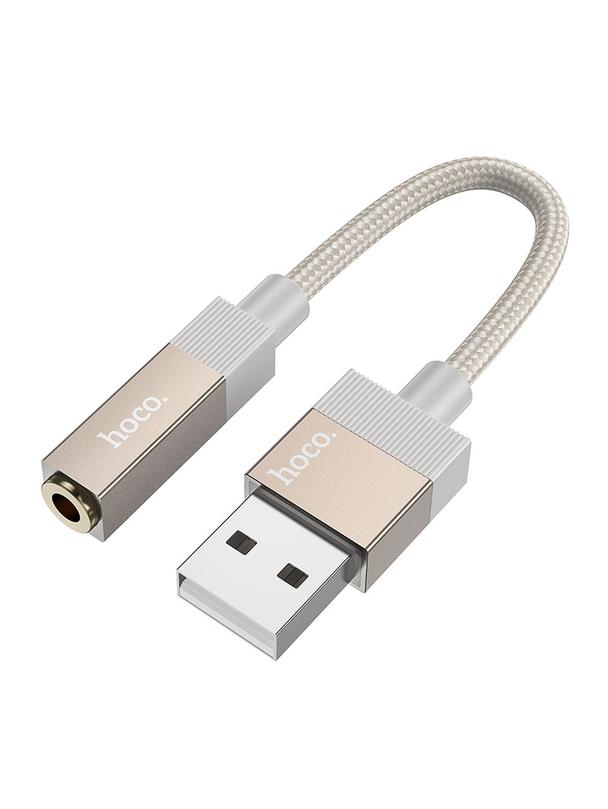 Adapter AUX USB A (męski) do Jack 3,5 mm (żeński) Hoco UPA32D złoty