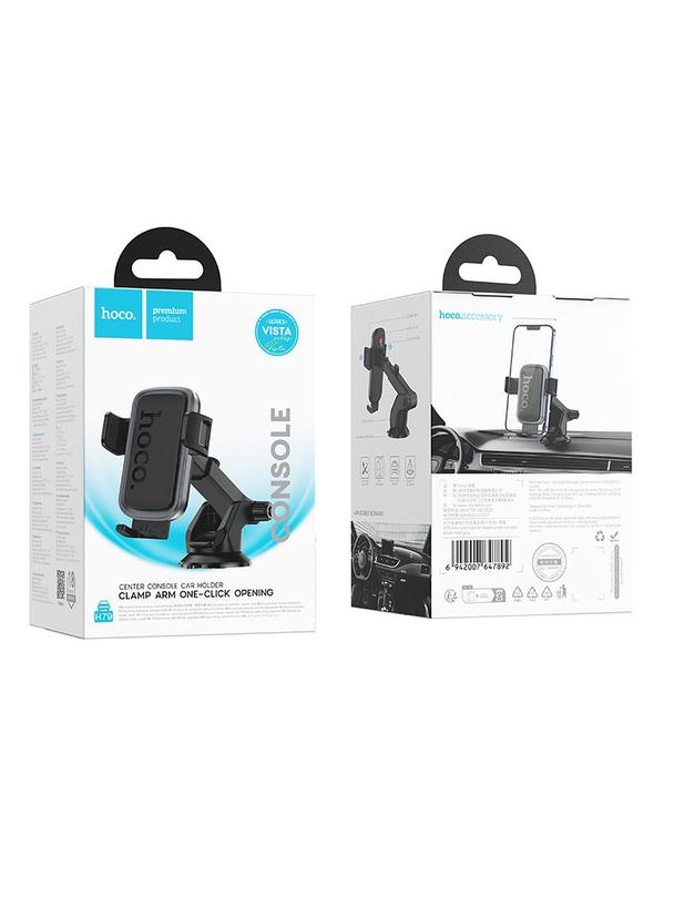 Uchwyt na telefon do samochodu uniwersalny Hoco do szyby / deski H79 czarno szary