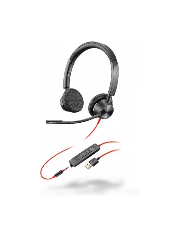 Słuchawki przewodowe nauszne Jack 3,5 mm / USB A Poly Blackwire C3325 czarne