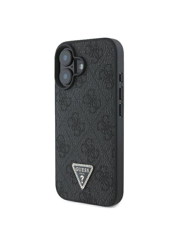 GUESS futerał do IPHONE 16 GUHCP16SP4TDPK (PU Leather 4G Triangle Strass) czarny