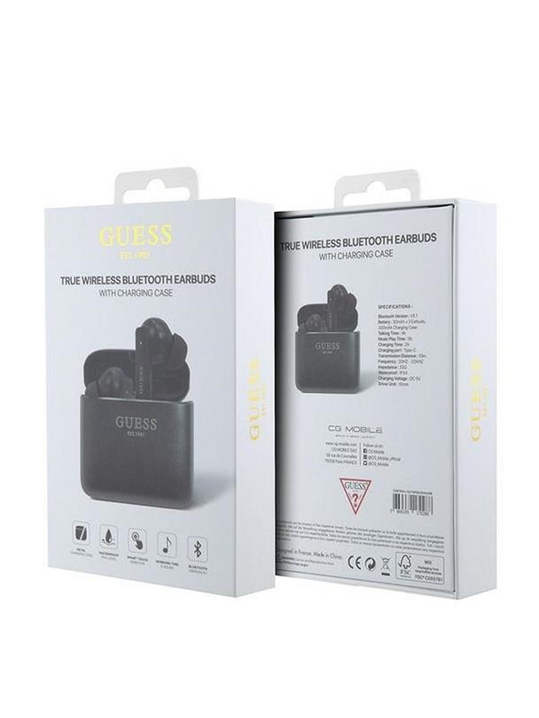 GUESS słuchawki bezprzewodowe bluetooth TWS + stacja dokująca GUTWSSU20ALEGK (Printed Logo) czarne