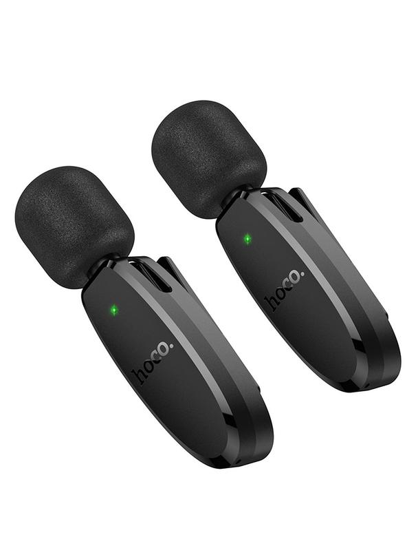 Mikrofon krawatowy bezprzewodowy Lightning / USB C Hoco 2 szt L15 czarny