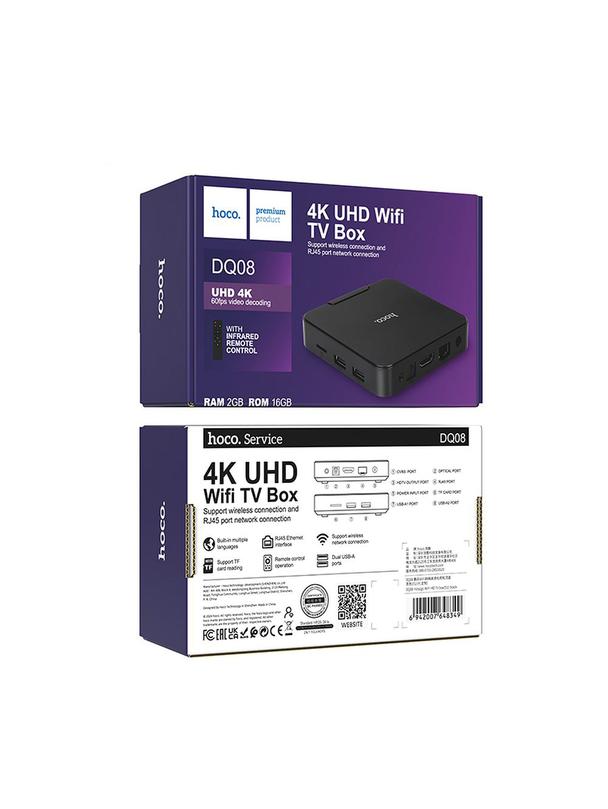 TV box Hoco WiFi 4K Android DQ08 czarny