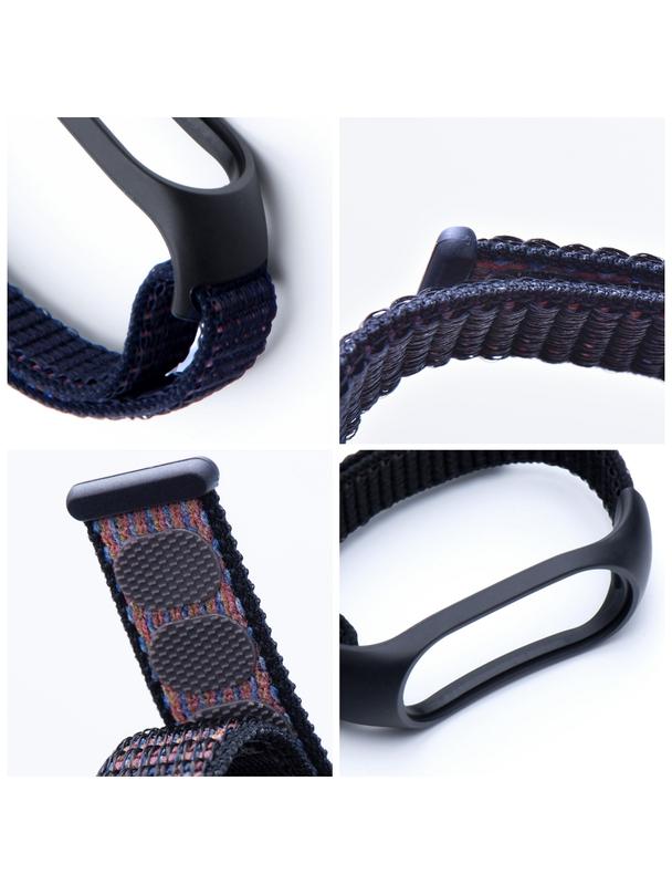 Pasek nylonowy do XIAOMI Mi Band 5 / 6 / 7 czarny (05)