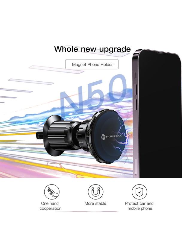 Uchwyt na telefon do samochodu magnetyczny Forcell F-Grip MagElite do kratki czarny