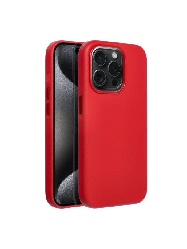 Futerał LEATHER MAG COVER kompatybilny z MagSafe do IPHONE 15 Pro czerwony