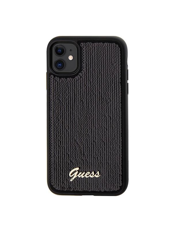 GUESS futerał do IPHONE 11 GUHCN61PSFDGSK (Sequin Script Metal) czarny