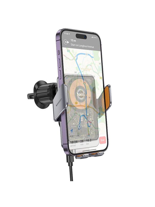 Uchwyt na telefon do samochodu indukcyjny Hoco 15 W do kratki HW7 szary