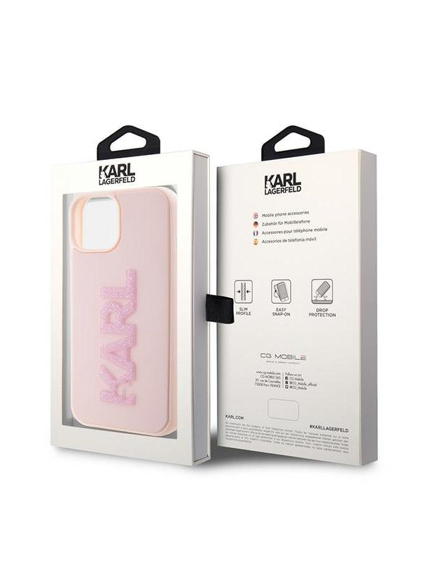 KARL LAGERFELD futerał do IPHONE 15 KLHCP15S3DMBKCP (3D Logo Glitter) różowy
