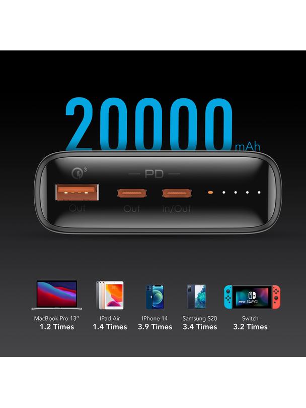 Powerbank Veger T100 (W2032C-100) PD QC3.0 5A 100W 20000 mAh czarny