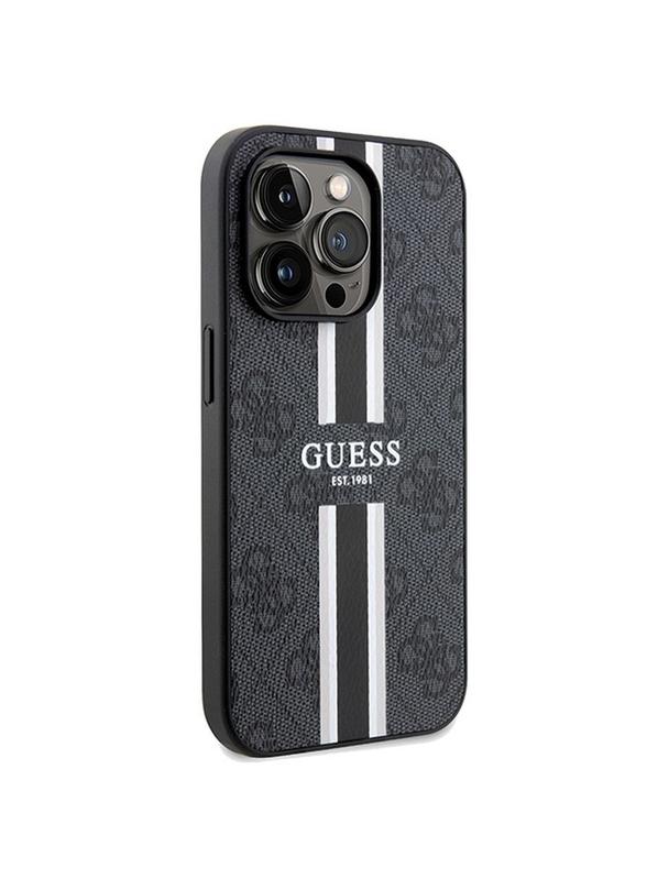 GUESS futerał do IPHONE 15 Pro kompatybilny z MagSafe GUHMP15LP4RPSK (4G Printed Stripes) czarny