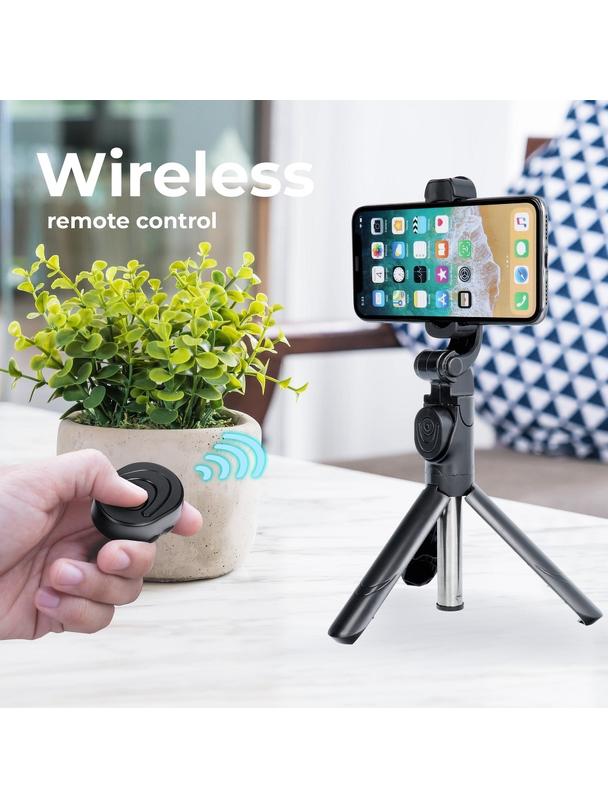 Uchwyt selfie z pilotem bezprzewodowym tripod SSTR-12 czarny