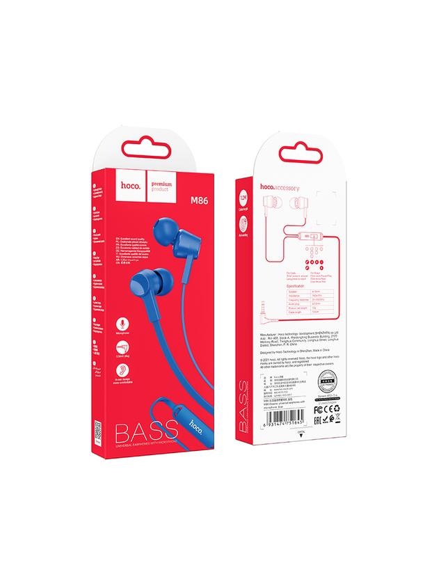 Słuchawki przewodowe douszne Jack 3,5 mm Hoco M86 niebieskie
