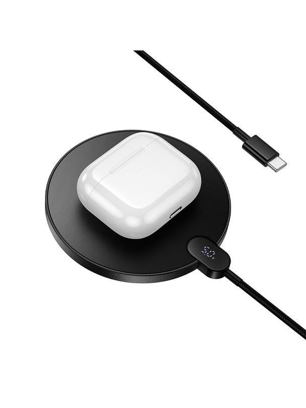 Ładowarka indukcyjna Hoco 15W z kablem USB C i wyświetlaczem CW62 czarna