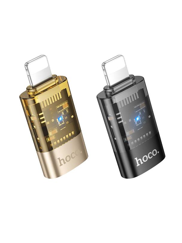 Adapter OTG Lightning do USB C Hoco UA36A transparentny złoty
