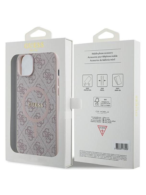 GUESS futerał do IPHONE 14 kompatybilny z MagSafe GUHMP14SG4GFRP (4G Ring classic logo) różowy