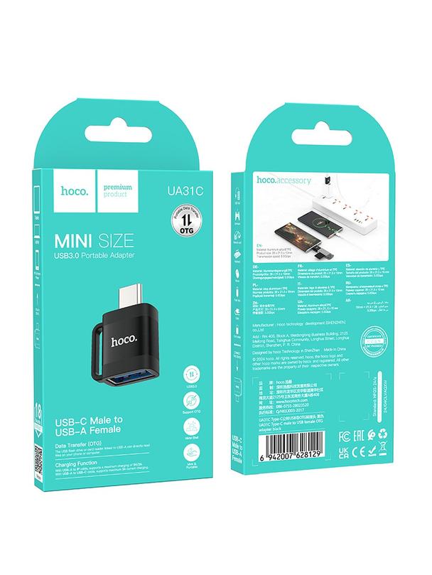 Adapter OTG USB C do USB A Hoco 3A UA31C czarny