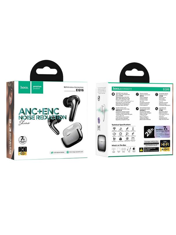 Słuchawki bezprzewodowe douszne Hoco TWS ANC + ENC EQ16 czarne