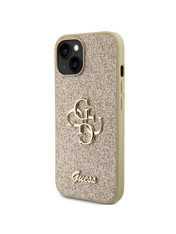 GUESS futerał do IPHONE 15 Plus GUHCP15MHG4SGD (Fixed Glitter Big 4G) złoty